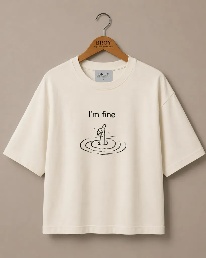 T-shirt I'm fine (S (38-40), Blanc, Top)